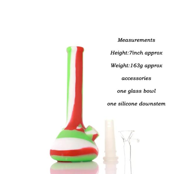 7 Inches Hookahs Mini Beaker DAB Rig Unbreakable Camouflage Hookahs with Silicone Downstem DAB Rig Water Pipe