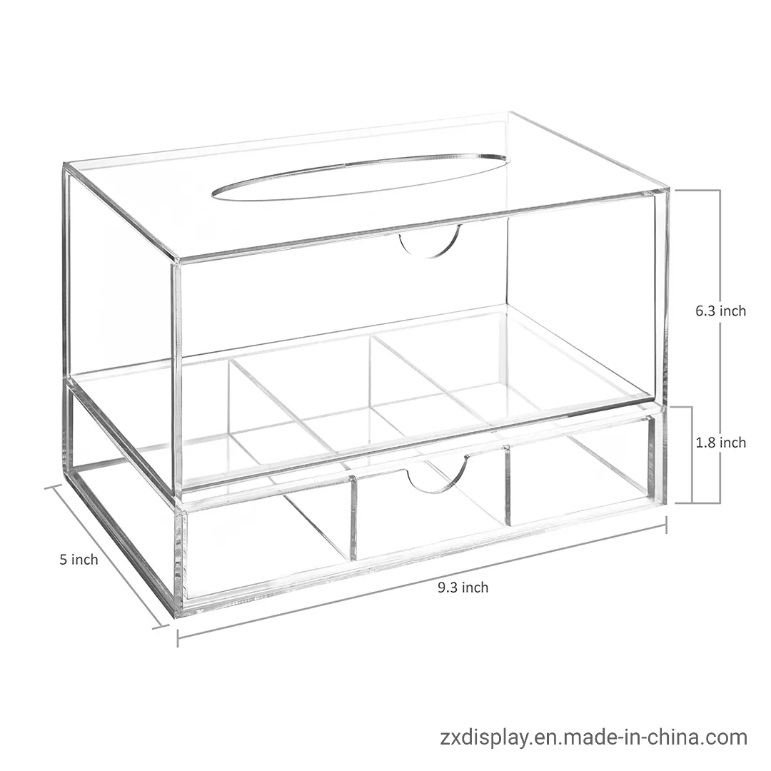 Clear Paper Towels Dispenser Acrylic Tissue Boxes with Storage Drawer