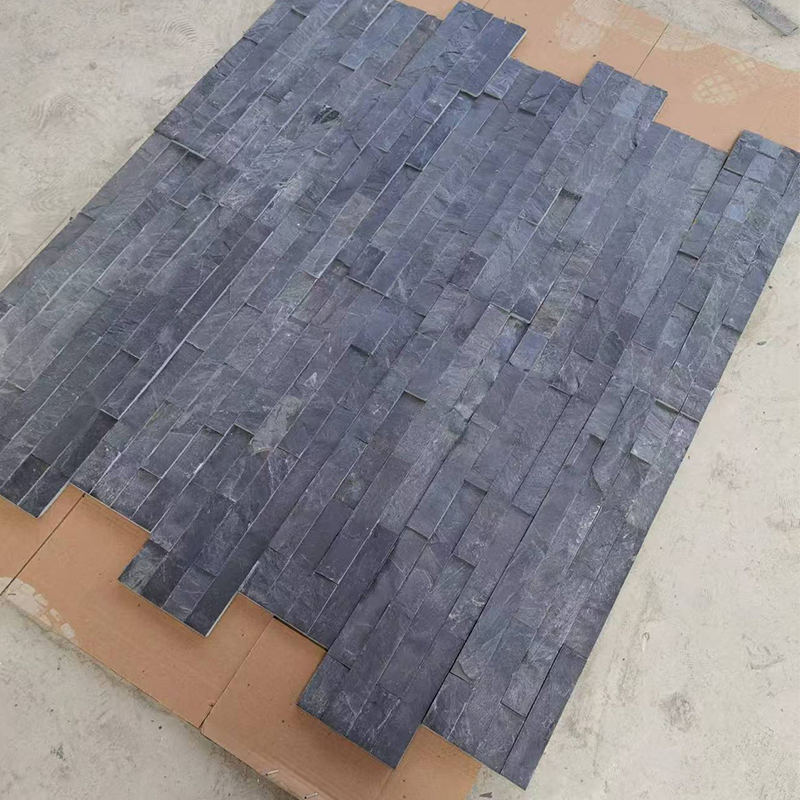 Natural Black Slate Split Ledgestone Wall Stacked Cladding Panel