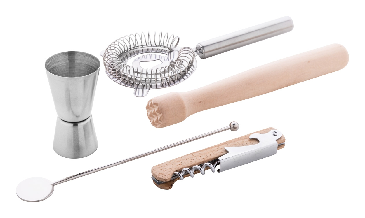 5PCS Travel Bartender Kit Drink Mixers Cocktails Set with Canvas Packaging