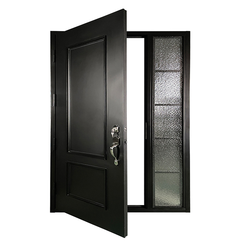 American Apartment House Simple Design Exterior Entrance Security Steel Gate Wrought White Arches Arched Iron Glass Doors