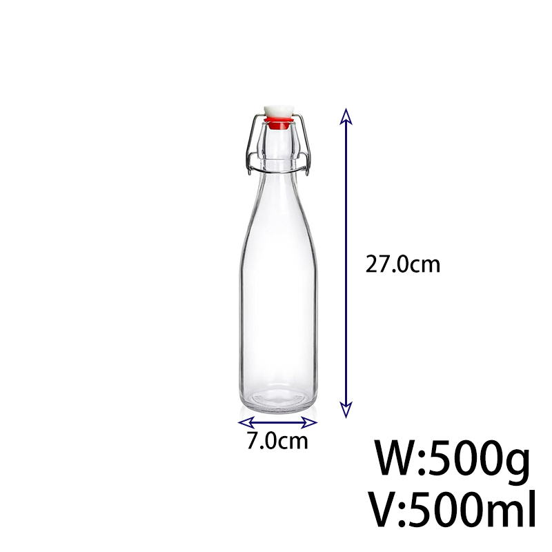 Wholesale Transparent Snap Fastener Glassware Glass Bottle Juice Drinks Soda Water Bottle