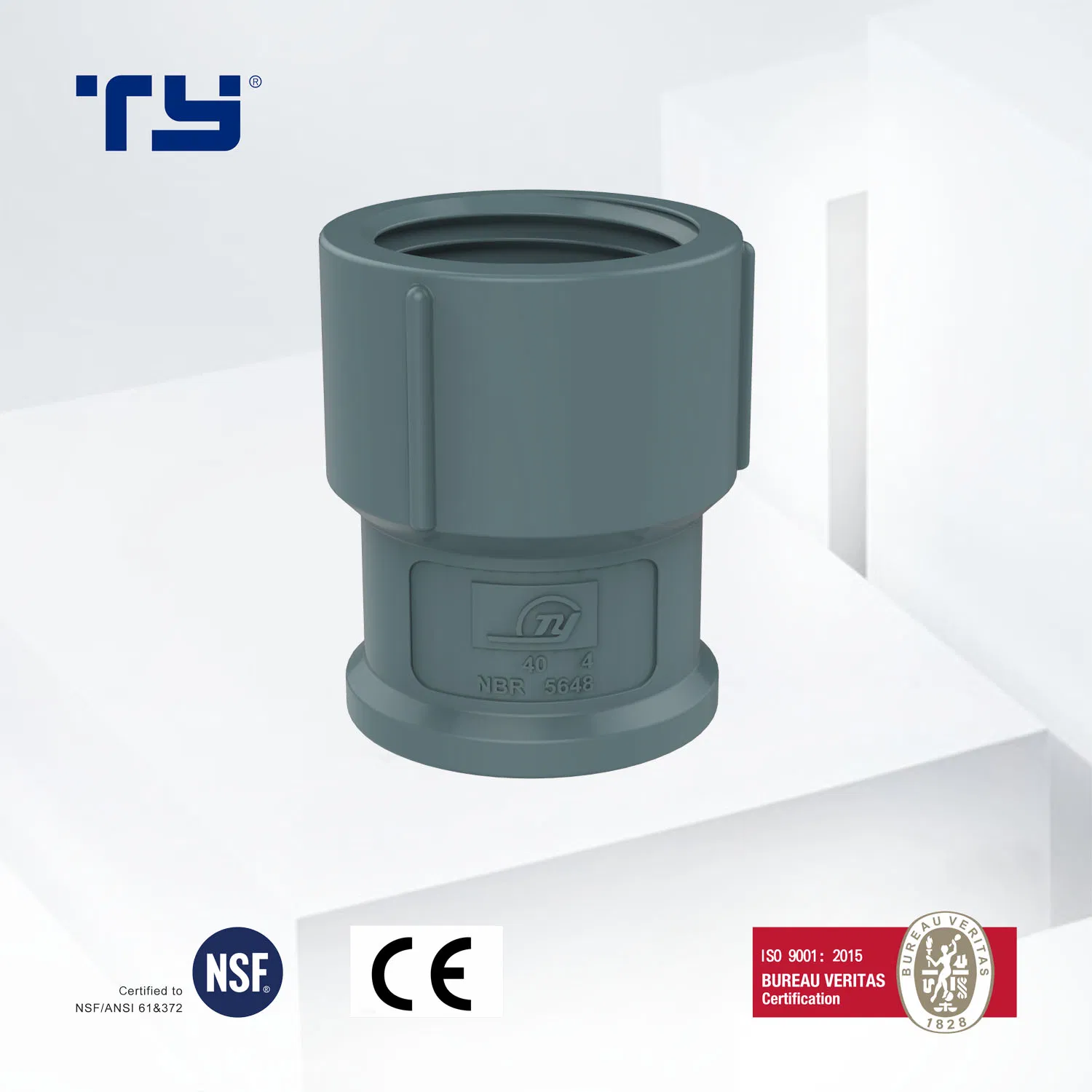 PVC Plastic Welded Pressure Pipe Tube Fittings Reducing Tee Socket Nail Back Nut NBR5648 OEM Tiger