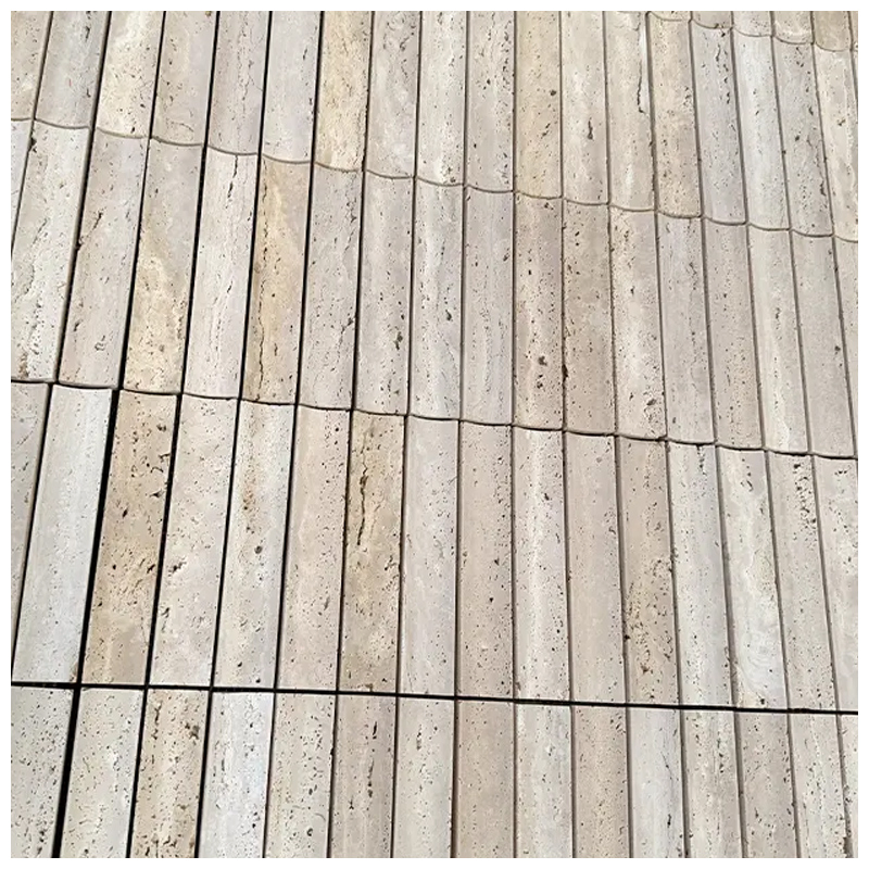 Chiaro Beige Travertine Stone Concave Mosaic Tiles