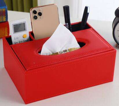 Multifunctional Leather Storage Tissue Box Office Desk Organizer Home Sundries Storage Box