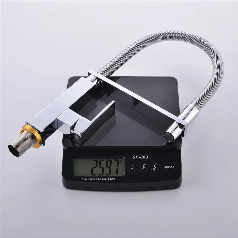 Pull-Down 360 Degree Rotating Stretchable Square Mixer Kitchen Sink Faucets with Sprayer