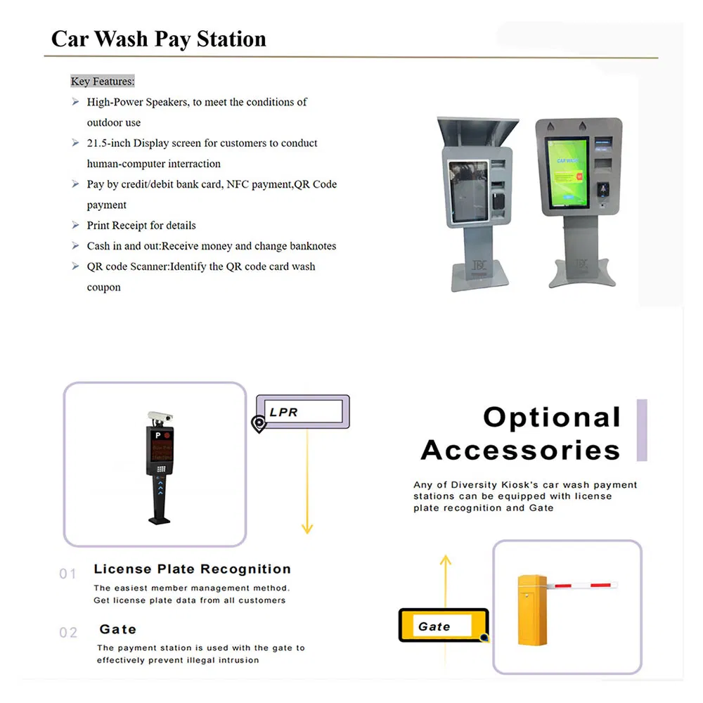 Car Wash Kiosk Self Payment Kiosk Smart Self-Service Order Payment Automatic Car Wash Payment Station with Touch Screen