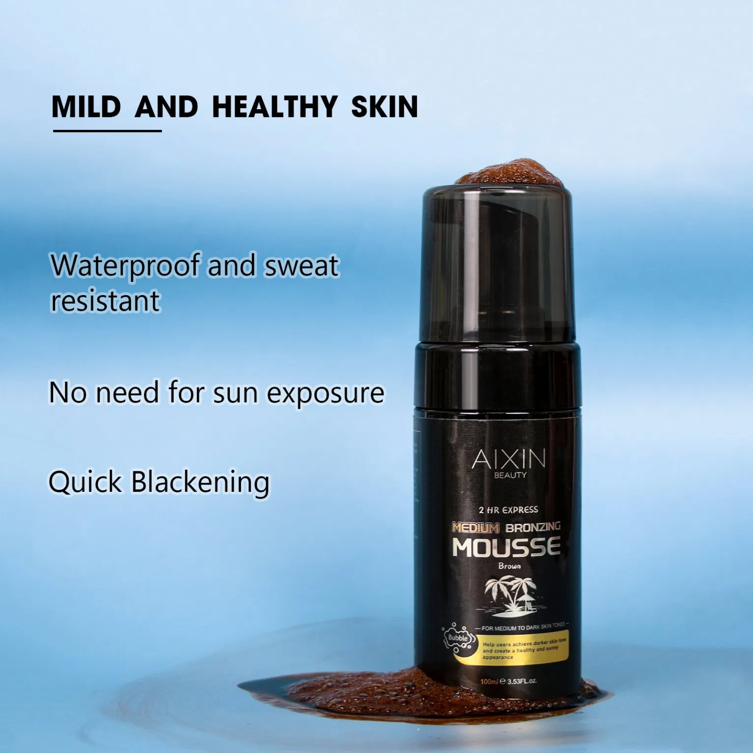 Beauty Cosmetics Natural Tanning Keeps Brown for Along Time Medium Bronzing Mousse