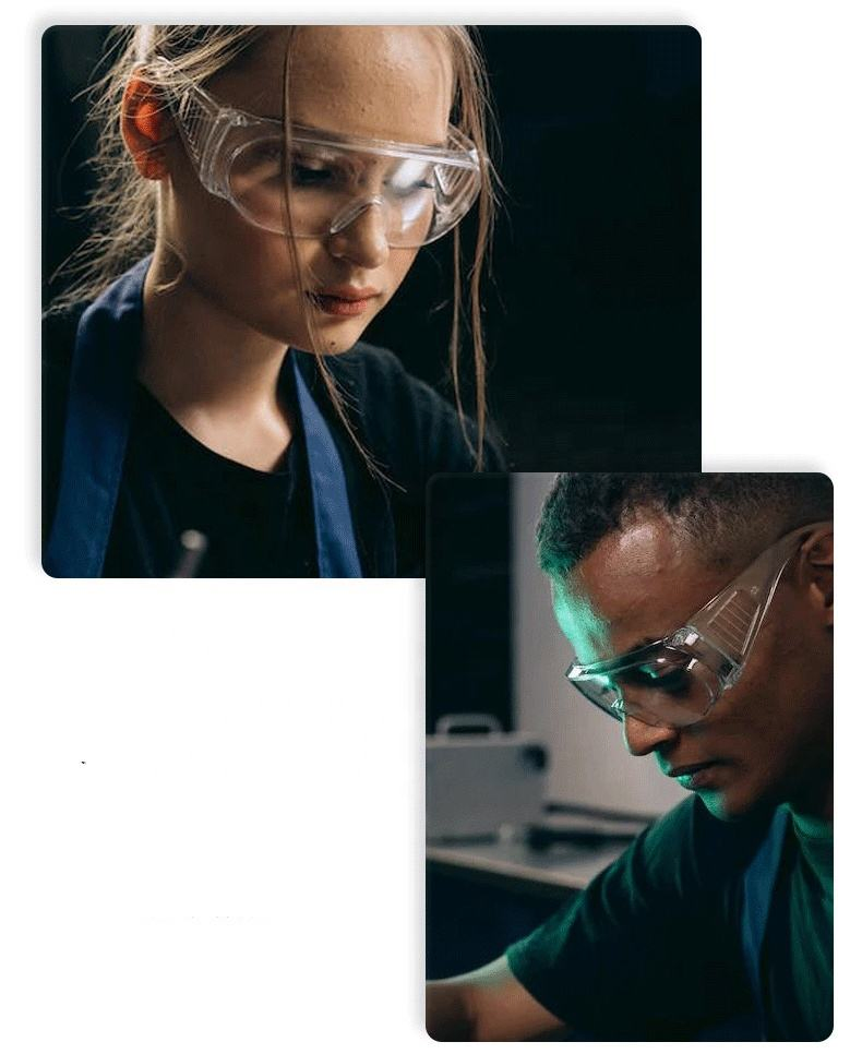 Customize Sports Eyewear Transparent Clear Plastic Windproof PC Frame Safety Glasses