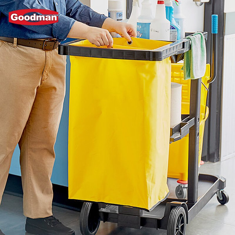 Прочный многоразовый мусорный мешок для уборочной тележки, желтый