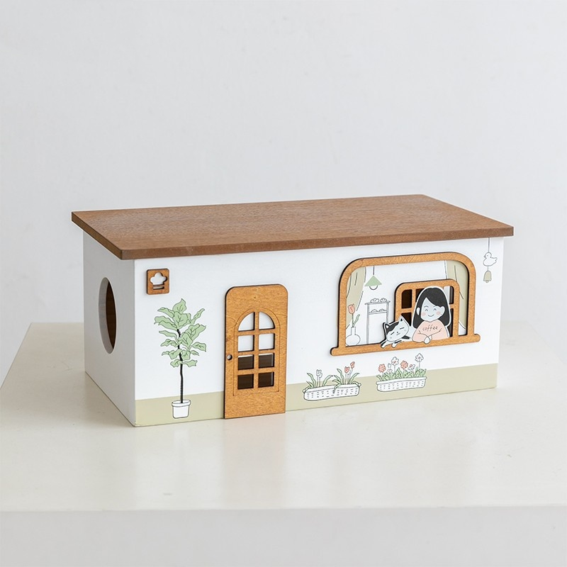 Wooden Box for High-Traffic Kitchen Tissue and Toilet Paper Roll Dispenser Areas