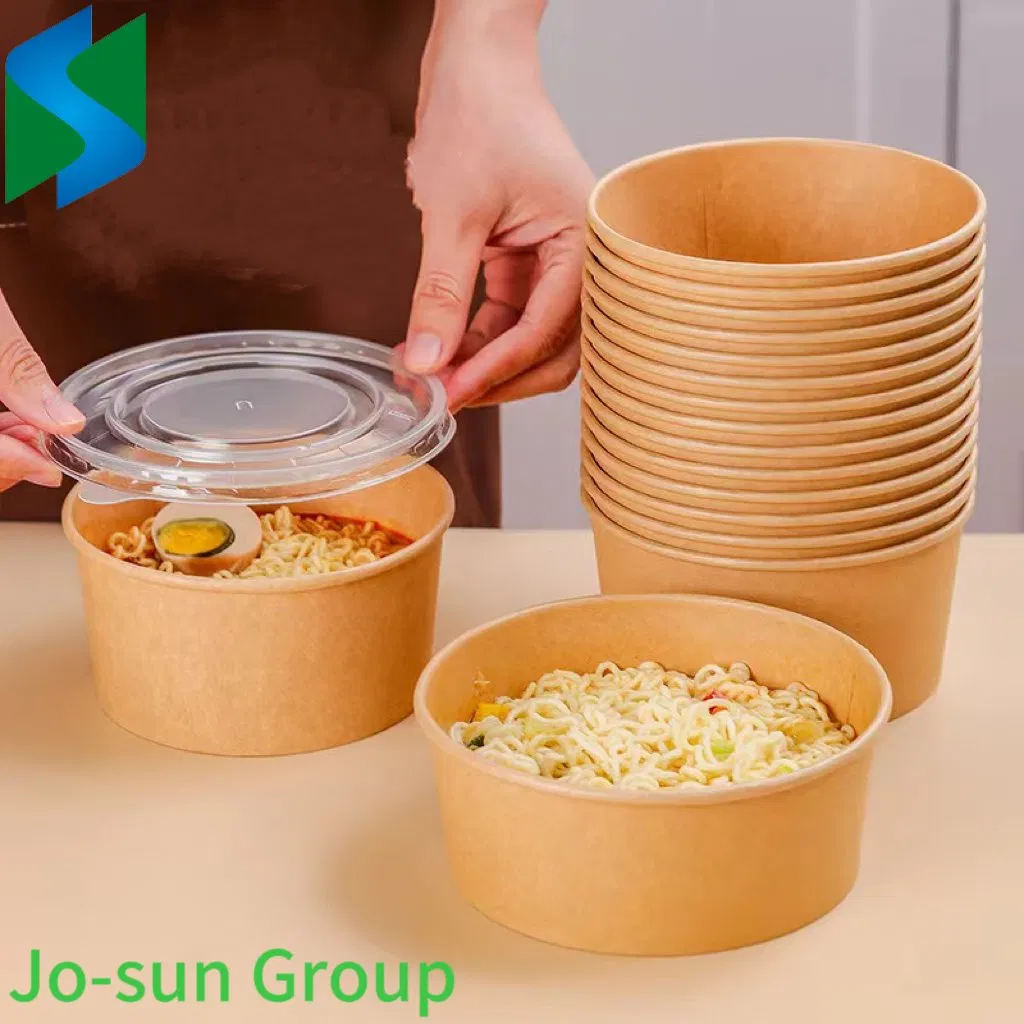 183 mm Round Large Recyclable Kraft Waterproof Disposable Biodegradable Paper Lunch Meal Bowl for Salad
