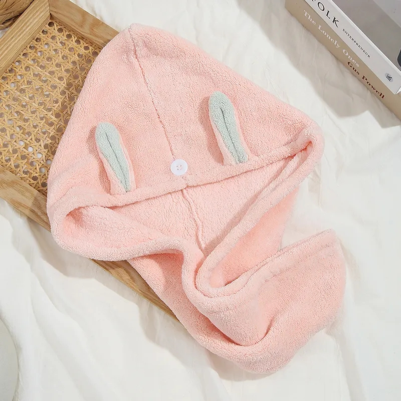 The New Rabbit Ears Dry Hair Cap Thick Quick-Drying Coral Fleece Dry Hair Towel