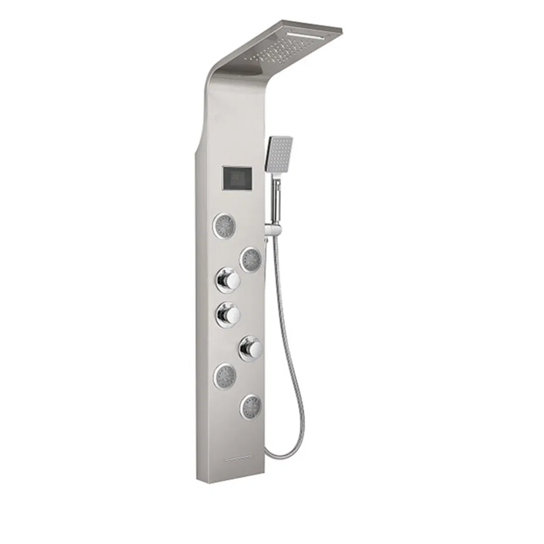 Luxury Stainless Steel Shower Panel with Waterfall and Rain Shower Features
