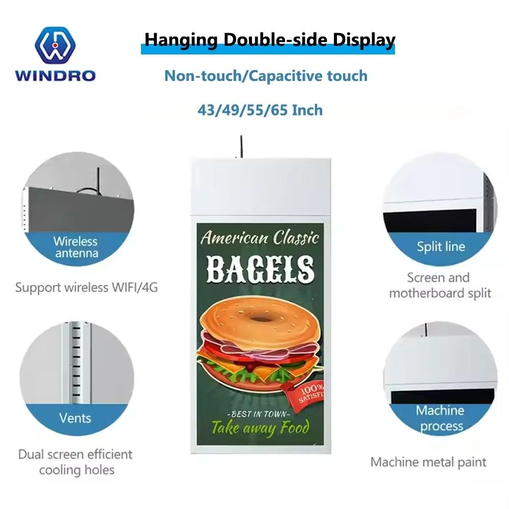 Двусторонний 55'' LCD дисплей для рекламы с CMS