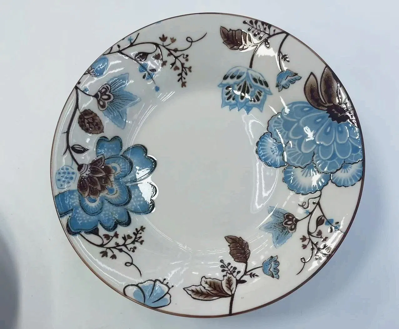 Eco-Friendly Healthy Pad Printing 3 Soup Plate 8" Porcelain Ceramic Tableware
