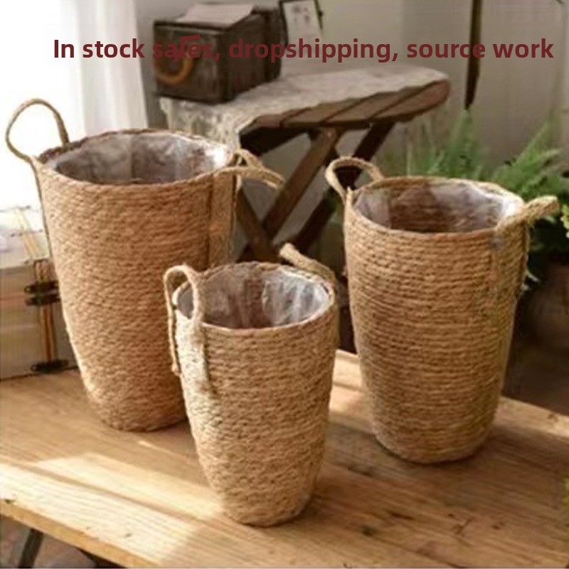 Ваза большая скандинавский стиль плетеная ротанг