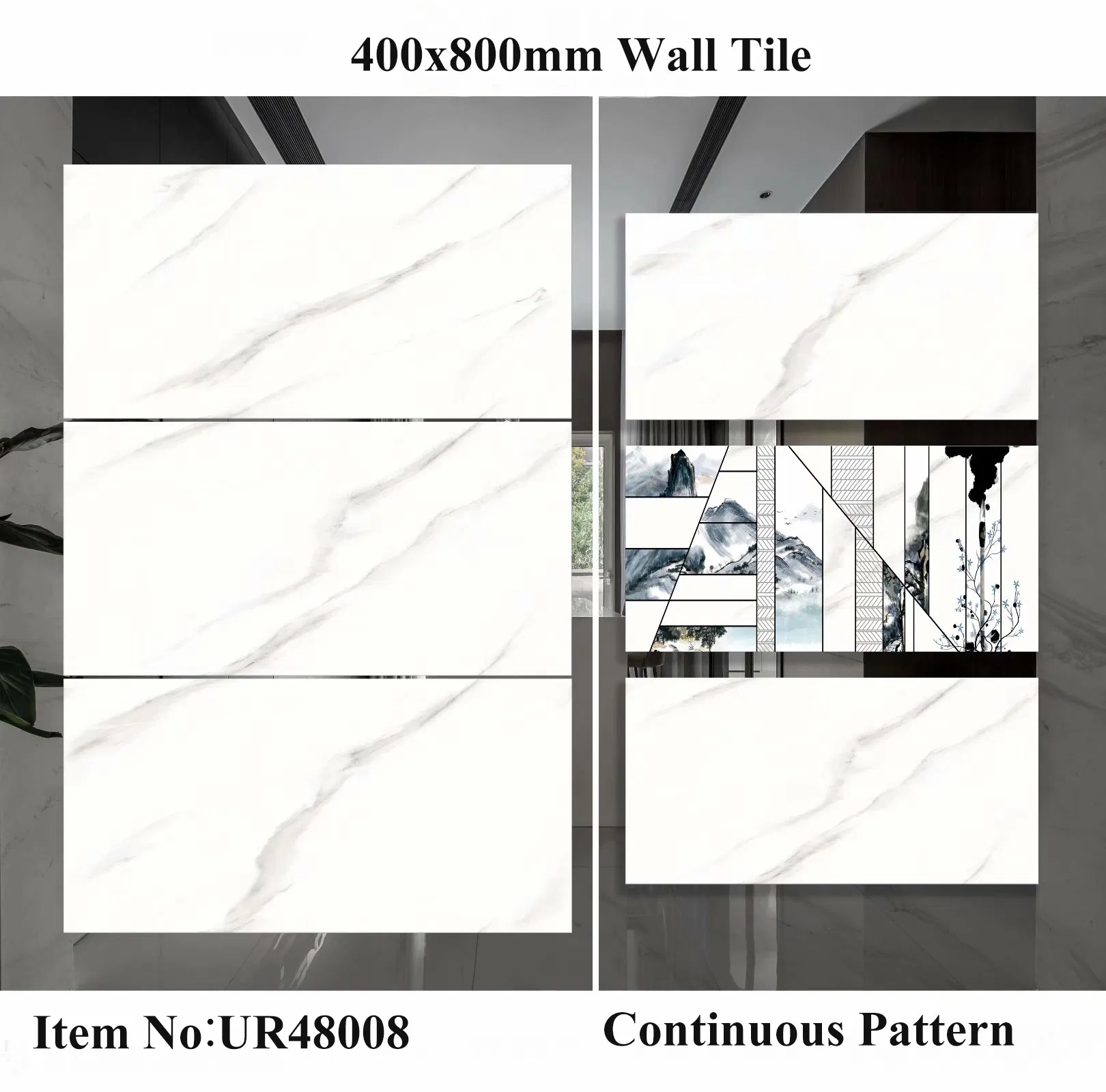 Popular Foshan Home Decoration Building Material 400X800mm Glazed Porcelain Ceramic Bathroom Wall Tiles