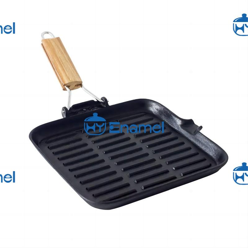 Folding Handles Cast Iron Grill Pan
