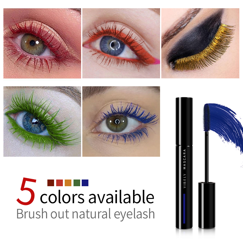 Colorful Waterproof Long Lasting Curling Thick Lengthening Eyelash Blue Red Mascara