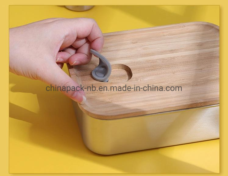Stainless Steel Tiffin Lunch Box Bento Lunch Stainless Steel Double Wall Bamboo Lids