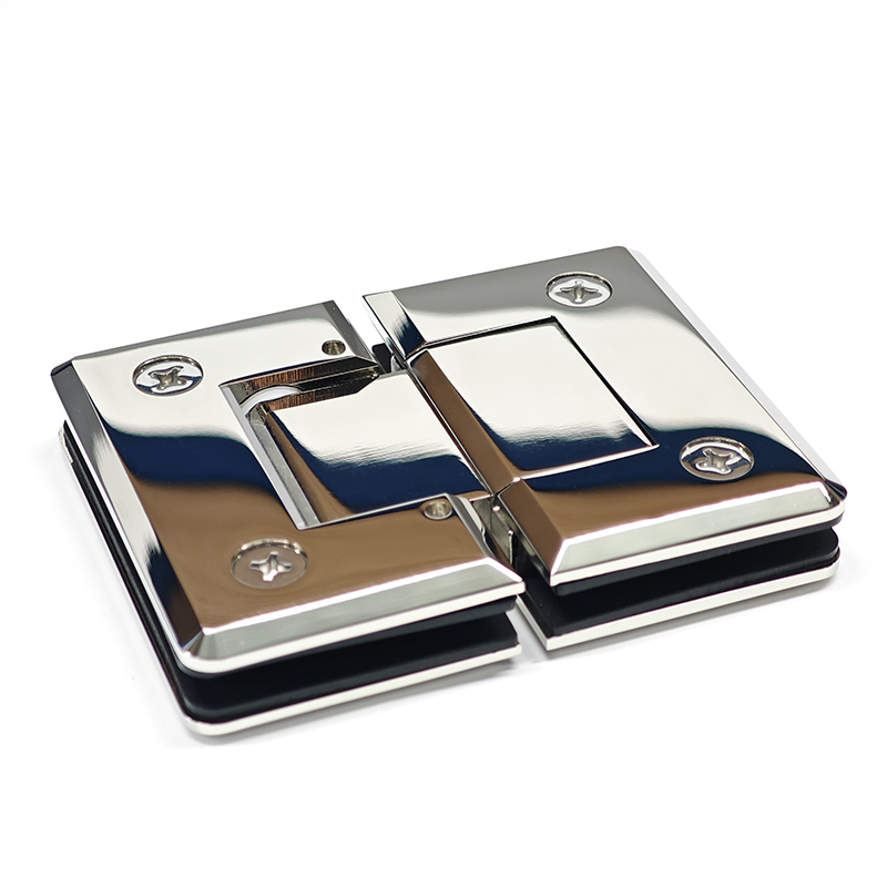 Heavy Duty Adjustable Solid Brass Spring Pivot Clamp Frameless Glass Door Hinge for Bathroom/Shower Room, Glass to Glass