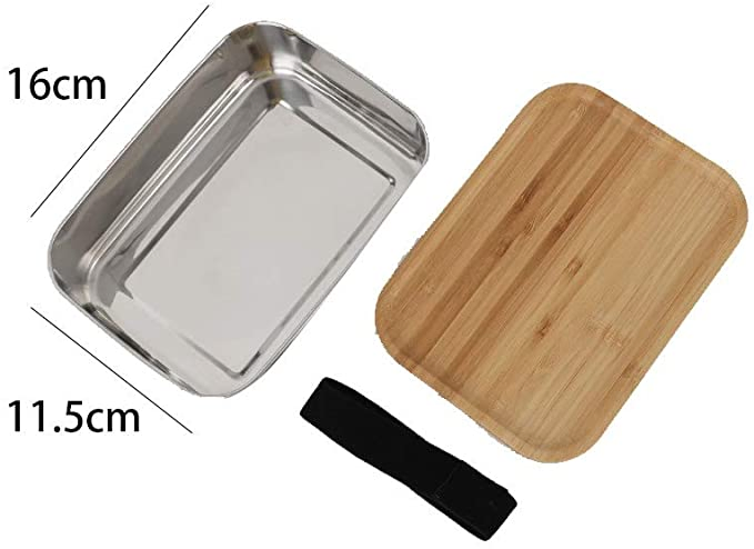 Japanes Style Stainless Steel Lunch Box Student Office Customizable Logo Bamboo Lid Bento Box Food Container