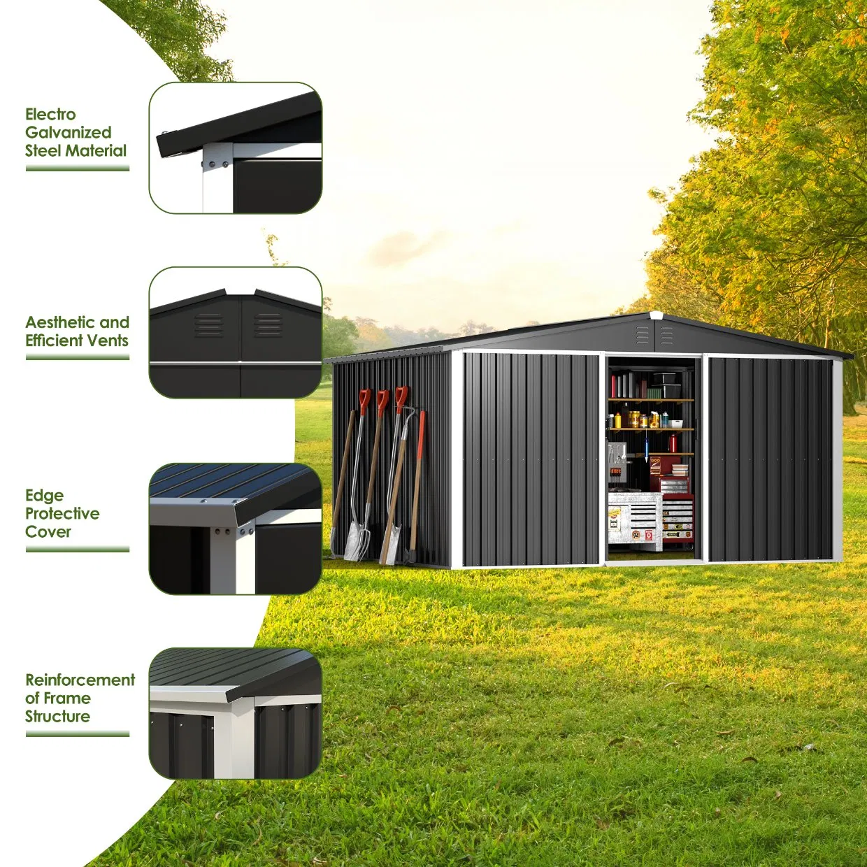 Storage Shed Garden House Outdoor Metal Shed Backyard Storage