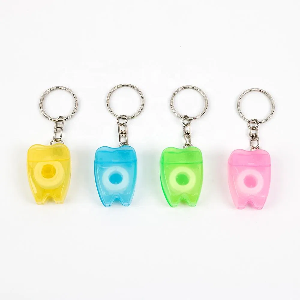 10m Tooth Keychain Dental Floss Mint Waxed