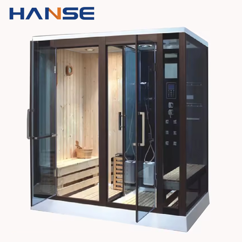 Угловая сауна-кабина из красного кедра с паром