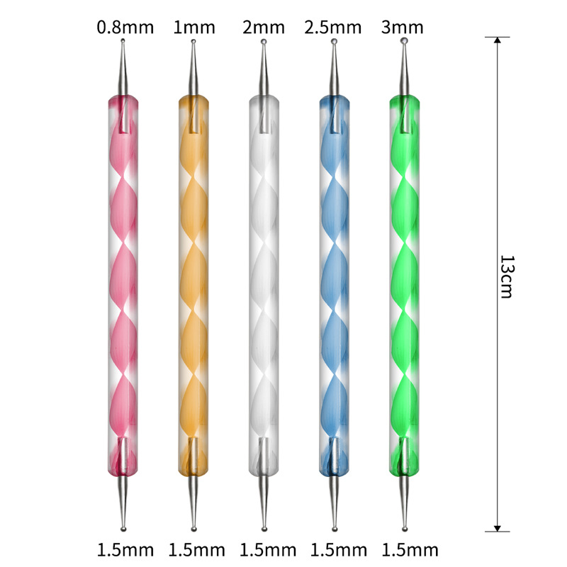 Colorful Paint Nail Brush Spiral Nail Point Drill Indentation Pen