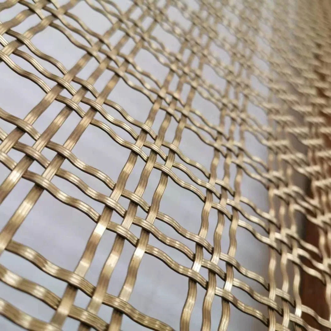 Stainless Steel Woven Crimped Decorative Custom Size Wire Mesh for Modern Building Materials Curtain Lobby Villa Wall Concert Hall Shopping Mall Conveyor Belt