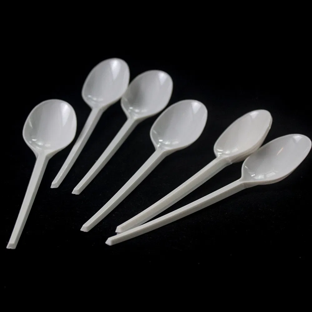 Disposable Plastic Cutlery 163mm Length PS Plastic Spoon White Custom for Lunch