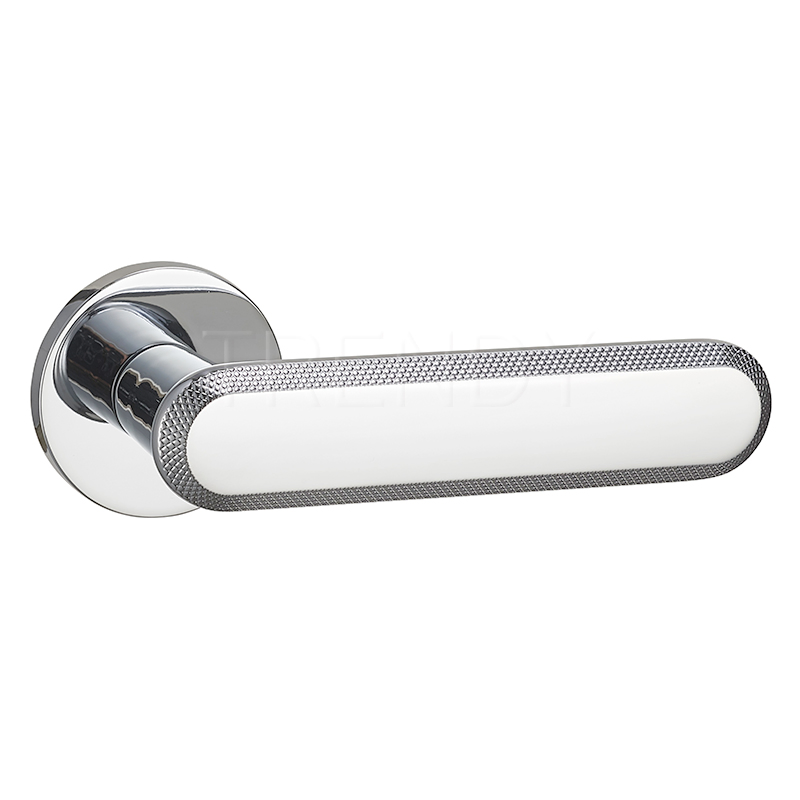 Knurled Series PVD Decorative Hardware Zamak Lever Door Lock Handle for Wooden Doors (Z6294-ZR33)