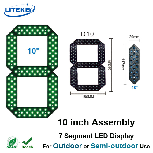 RoHS Approved 10 Inch Assembly 7 Segment LED Display with Waterproof for Outdoor or Semi-Outdoor Application