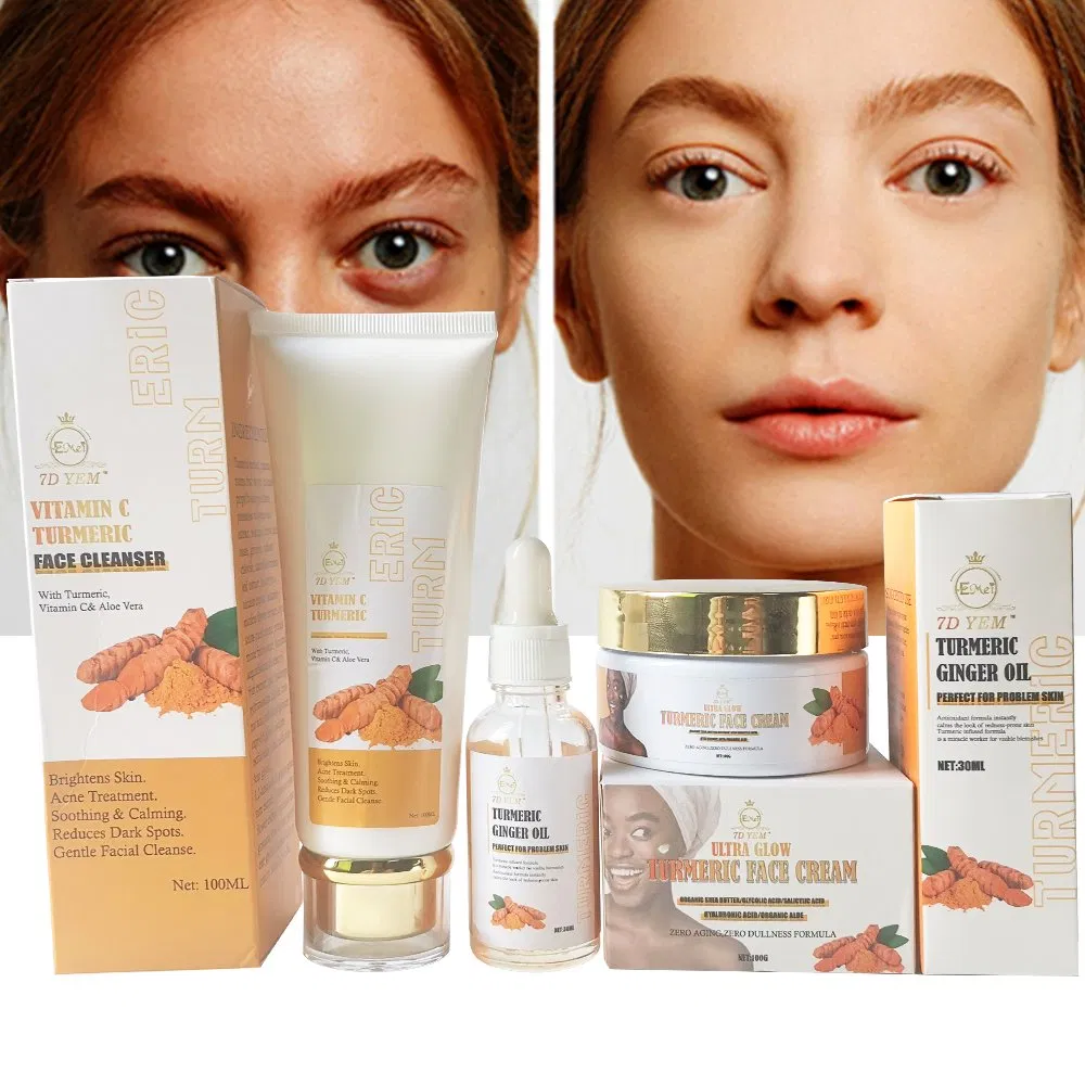 Natural Whitening Firming Skin Lotion Cream Oil Brightening Set Best Selling Turmeric Skincare Set
