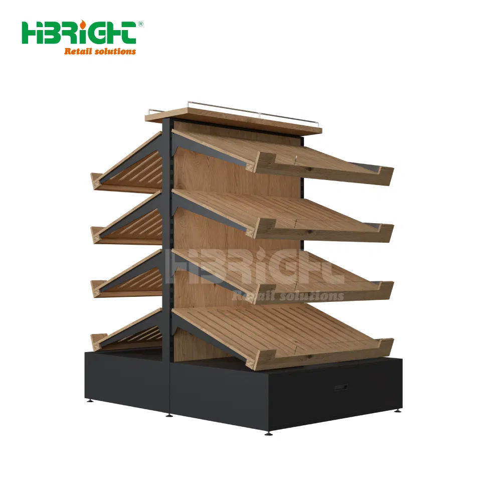 Highbright Double Side Wood Rack Display Bakery Shelf Rack for Sale