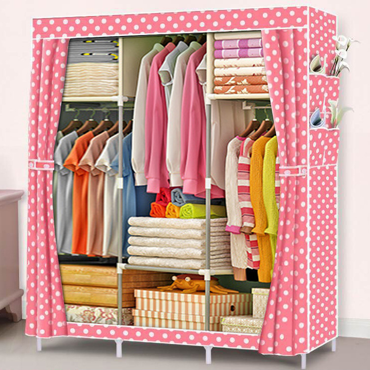 Costomized Steel Pipe Clothing Wardrobe Reinforcement Combination Simple Wardrobe Fabric Cabinet