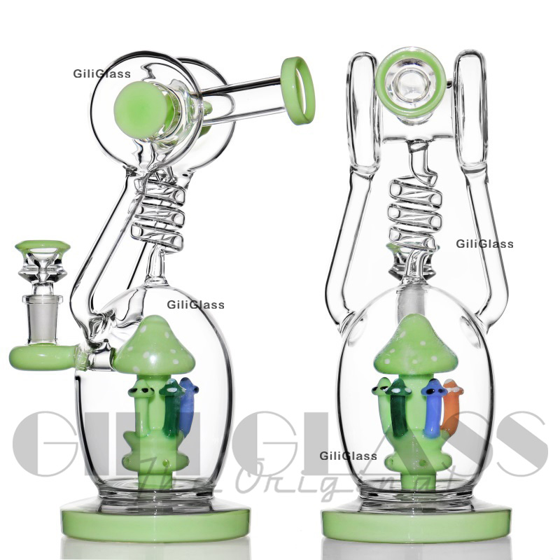 Gili-163 Giliglass 10 Inches Factory Price Mushroom Design Hookah Smoking DAB Rig Glass Water Pipe