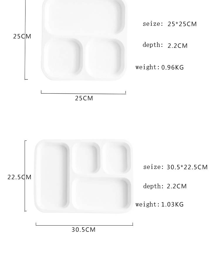 Adult Student Compartmentalized Dinner Breakfast One Person Food Ceramic Plates