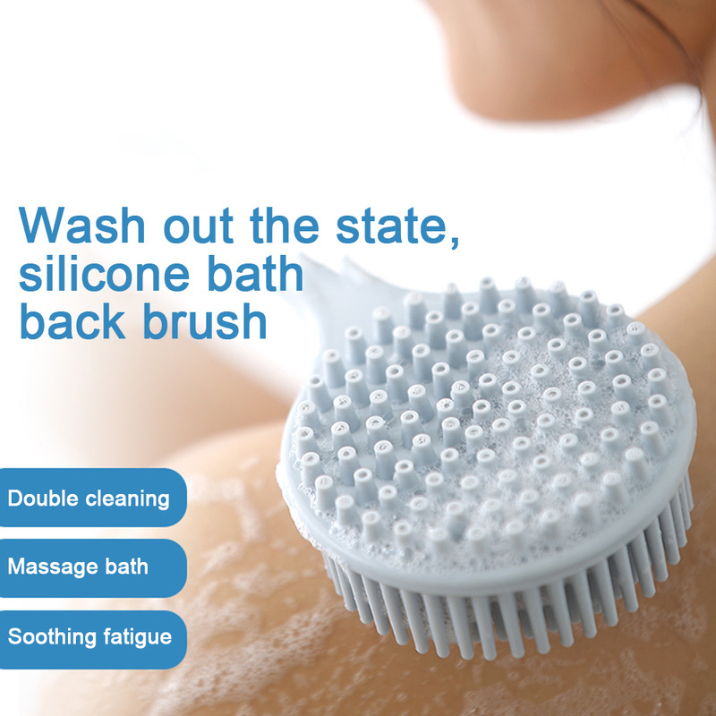 New Soft Back Bath Brush BPA Free Scrubber Shower Massage Silicone Bath Body Scrub Brush with Long Handle