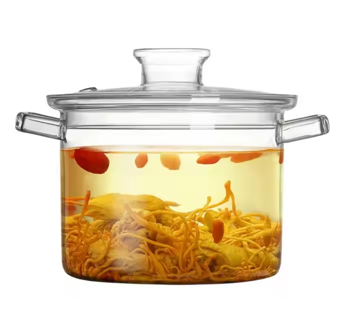 Glass Cooking Pot with Lids Handle Good Helper Kitchen Cookware Glass Storage Pot