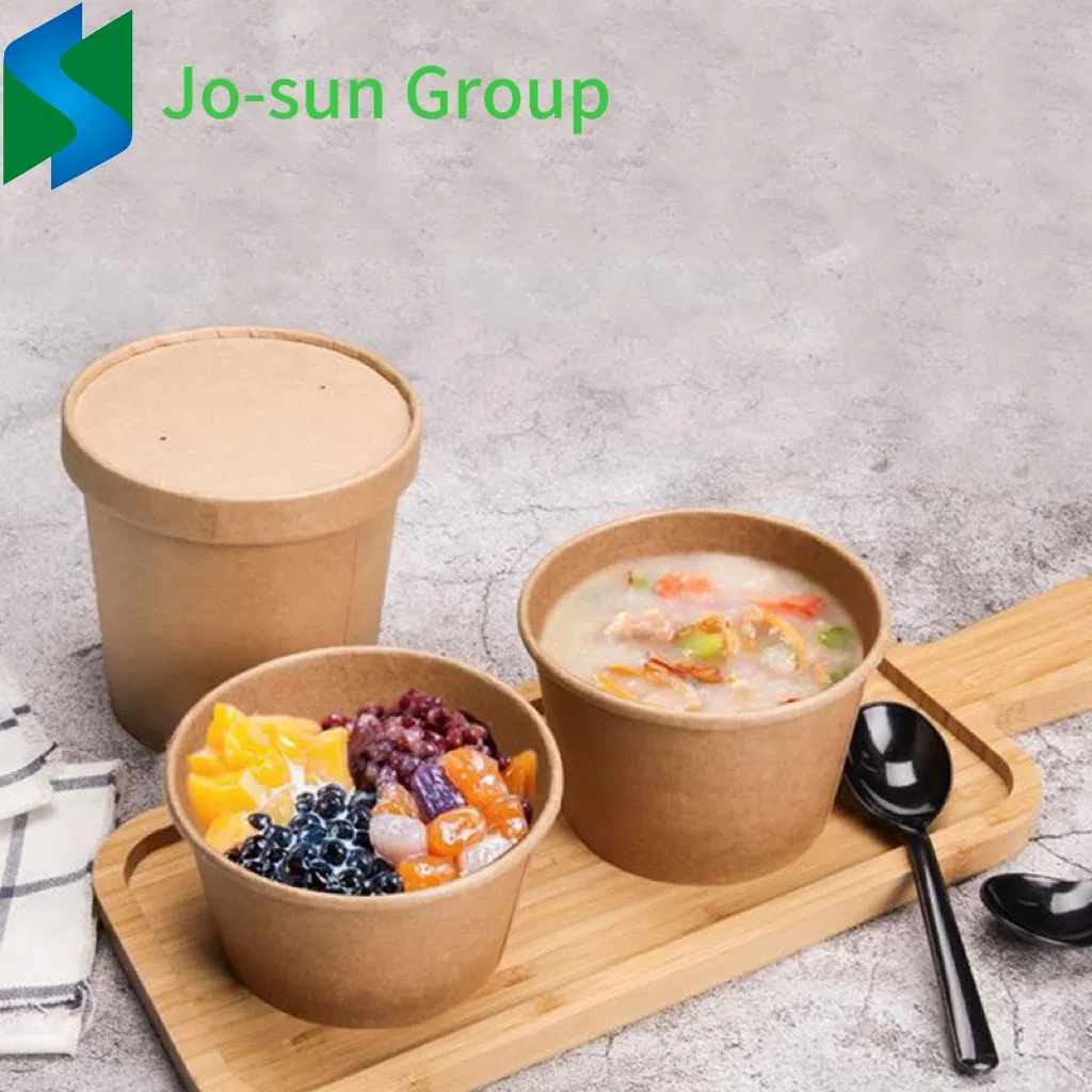 Jo-Sun New Design Factory Custom Eco-Friendly Brown Kraft Paper Food Container Round Bowl
