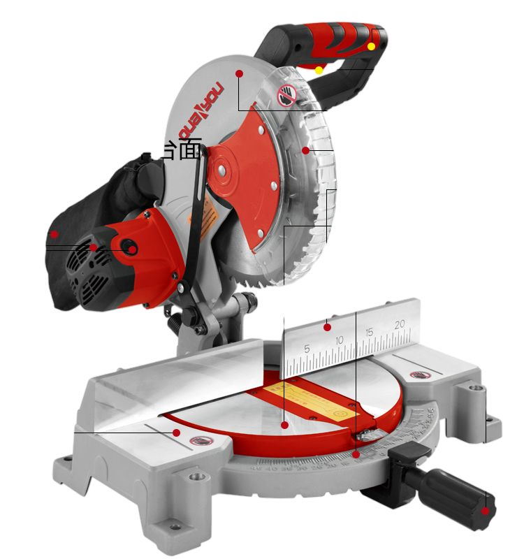 Qy-4255 1800W High-Torque 255mm (10") Ultra-Thin Blade Dustproof & Low-Noise Aluminum Cutting Saw Miter Saw