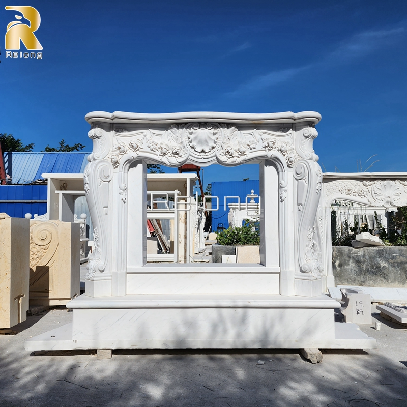 Indoor White Marble Carving Mantel Marble Interior Design Fireplace Wholesaler