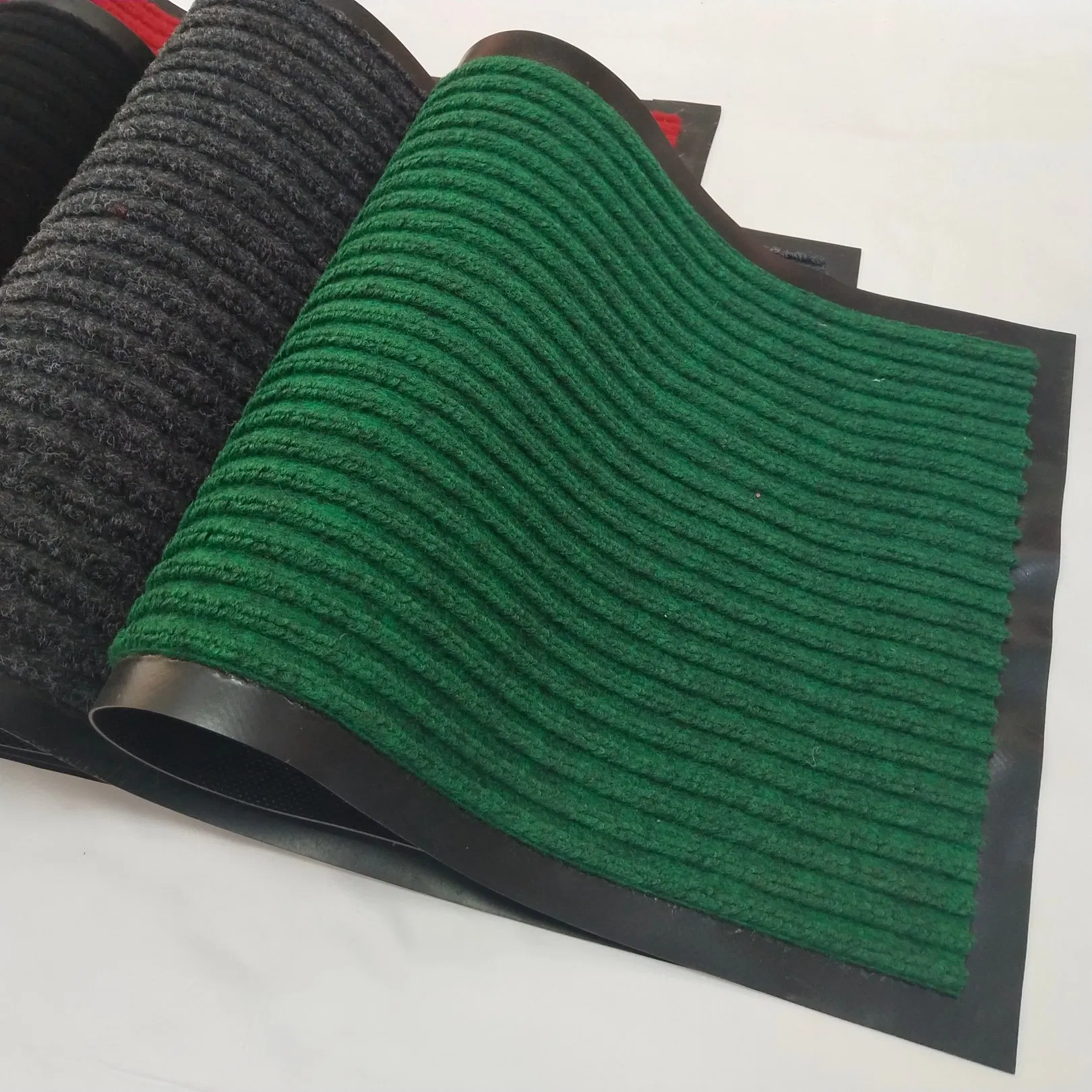 Durable Anti-Slip PVC Backing Double Striped Entrance Doormat for Kitchen