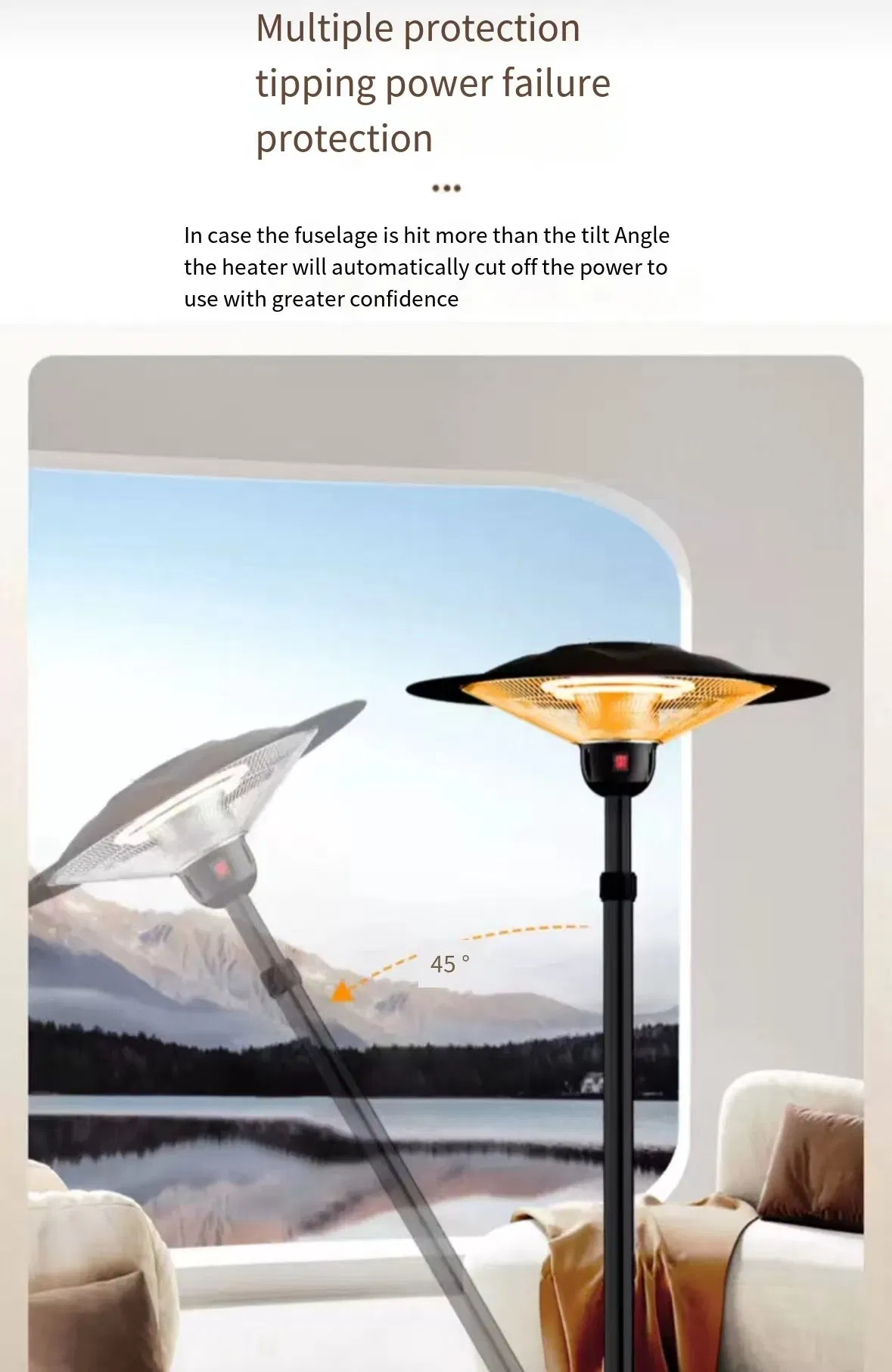 Durable Outdoor Waterproof Umbrella Adjustable Lifting Height Heater by Remote Control