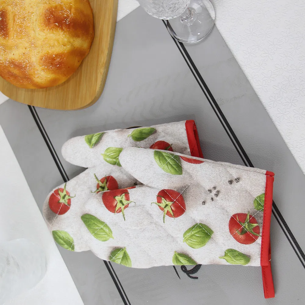a Variety of Vegetable Print Short Oven Mitts Custom Kitchen Oven Mitts