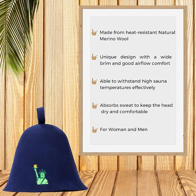 Sauna Hat, Handmade Wool Cap for Sauna to Protect Hair, Stay in Sauna Longer, Enhance Sauna Benefits, Regulate Temperature. Gift for Sauna Users, Sauna Accessor