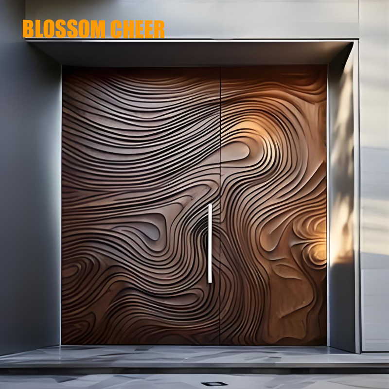 High Quality Paint Wooden High-End Solid Wood Relief Craft Flat off-Axis Door